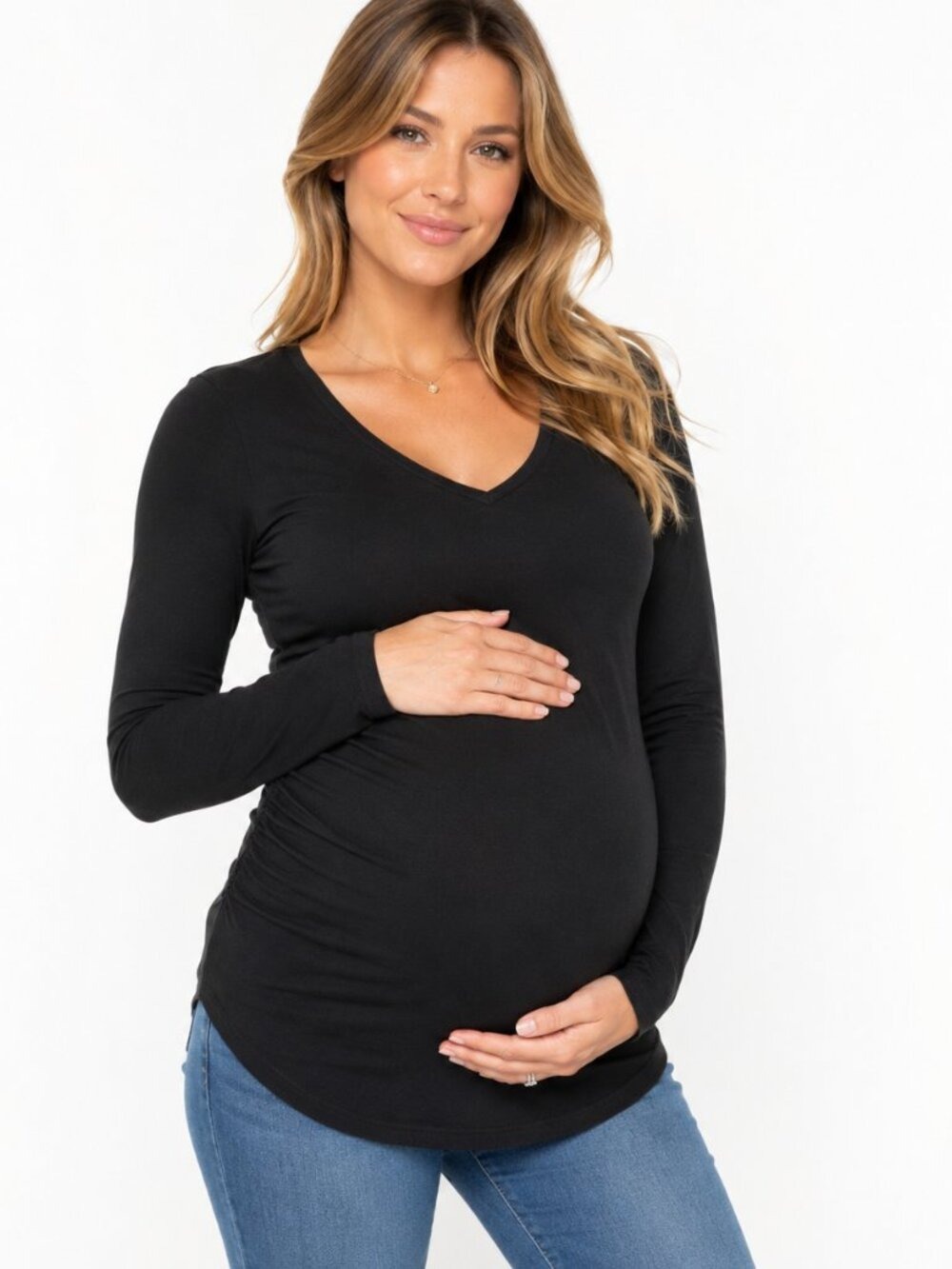 A Pea in the Pod x Grey State Black Long Sleeve Maternity Tee